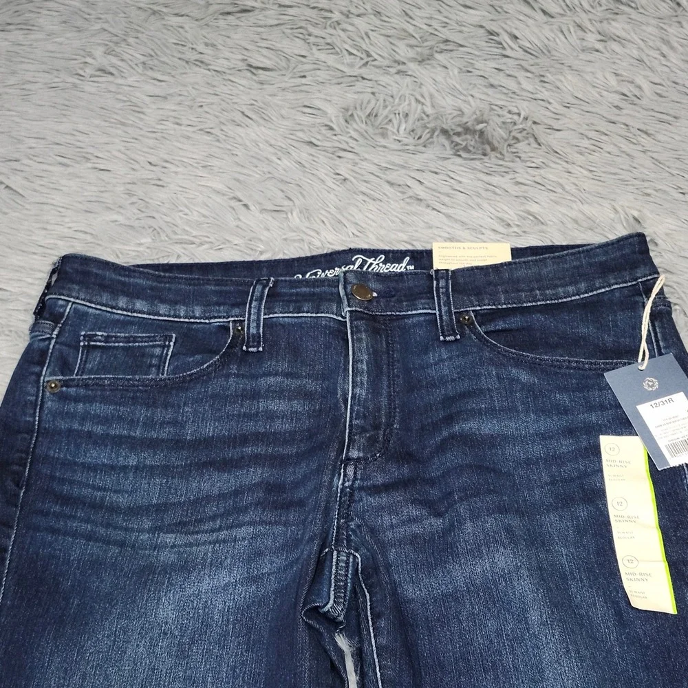 Universal Thread Skinny Jeans‎ Womens 12 12/31 Dark Blue Denim Mid Rise NWT New
